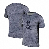 Los Angeles Angels Gray Black Striped Logo Performance T-Shirt,baseball caps,new era cap wholesale,wholesale hats